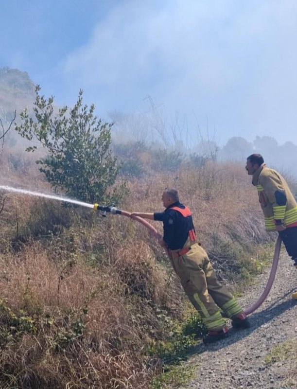 Defne'de çıkan bahçe yangınından alevler yükseldi