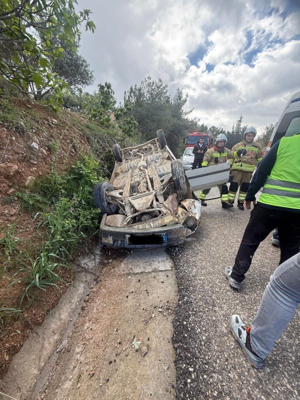 Belen’de otomobil takla attı: 2 yaralı