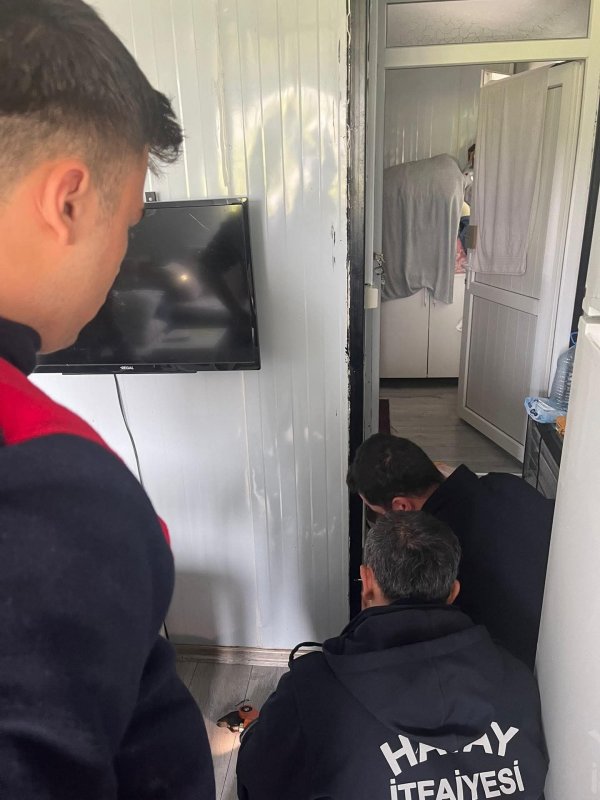 Antakya'da profil demirine sıkışan kuş kurtarıldı