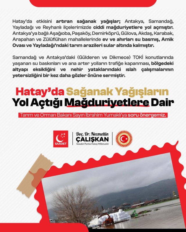 Saadet Partisi Hatay Milletvekili Doç. Dr. Necmettin Çalışkan, Hatay