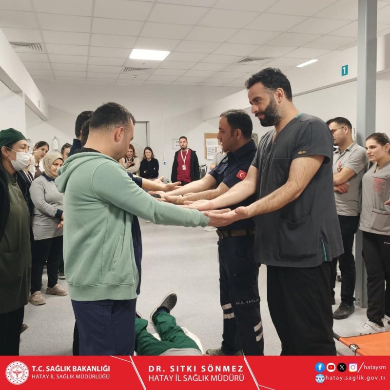 DEFNE DEVLET HASTANESİ’NDE HAP TATBİKATI GERÇEKLEŞTİRİLDİ