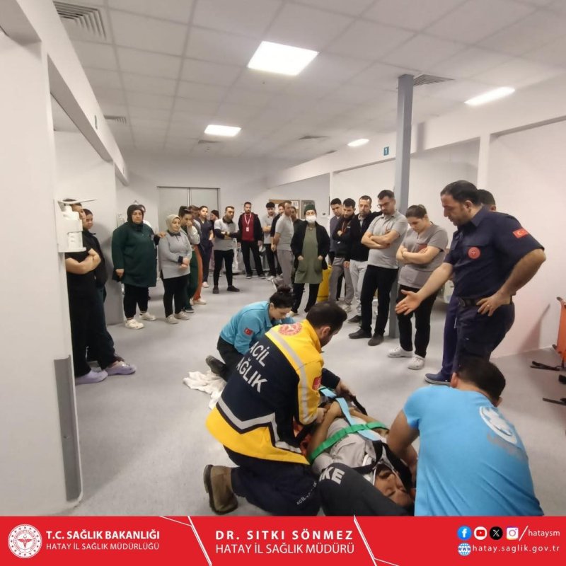 DEFNE DEVLET HASTANESİ’NDE HAP TATBİKATI GERÇEKLEŞTİRİLDİ