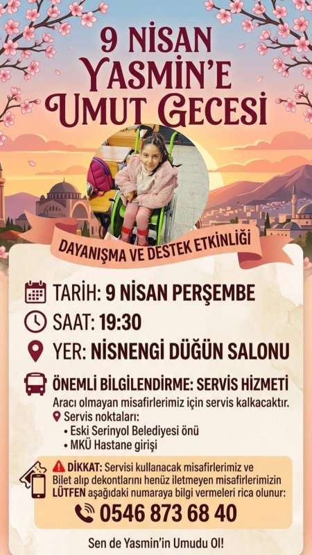 SMA’LI YASMİN İÇİN UMUT GECESİ DÜZENLENDİ 