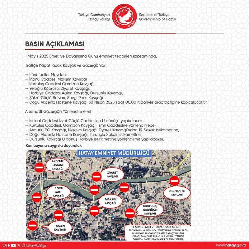 1 MAYIS’TA TRAFİĞE KAPATILACAK YOLLAR AÇIKLANDI