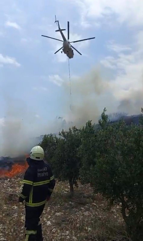 Otluk alanda çıkan yangın ormana sıçramadan söndürüldü