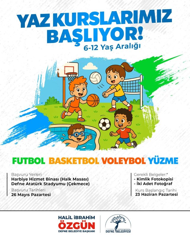 DEFNE’DE YAZ KURSLARI BAŞLIYOR