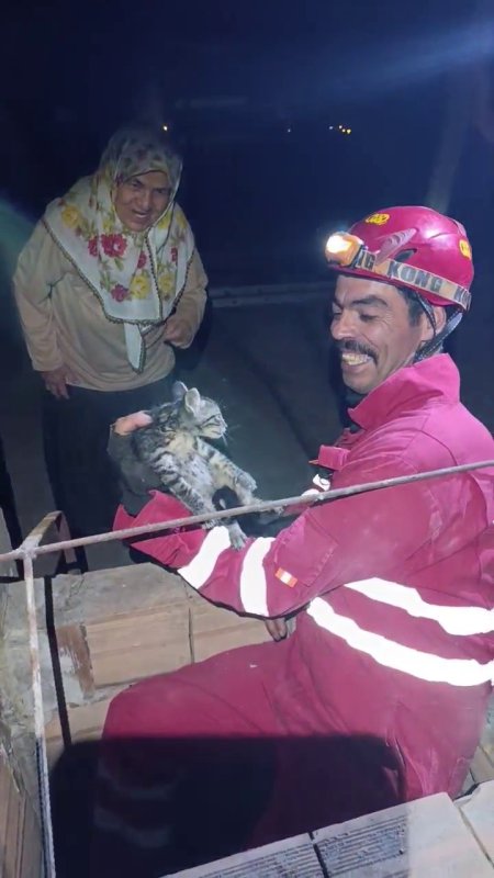 Yavru kedisi kurtarılan yaşlı kadın söyledikleriyle yürekleri ısıttı