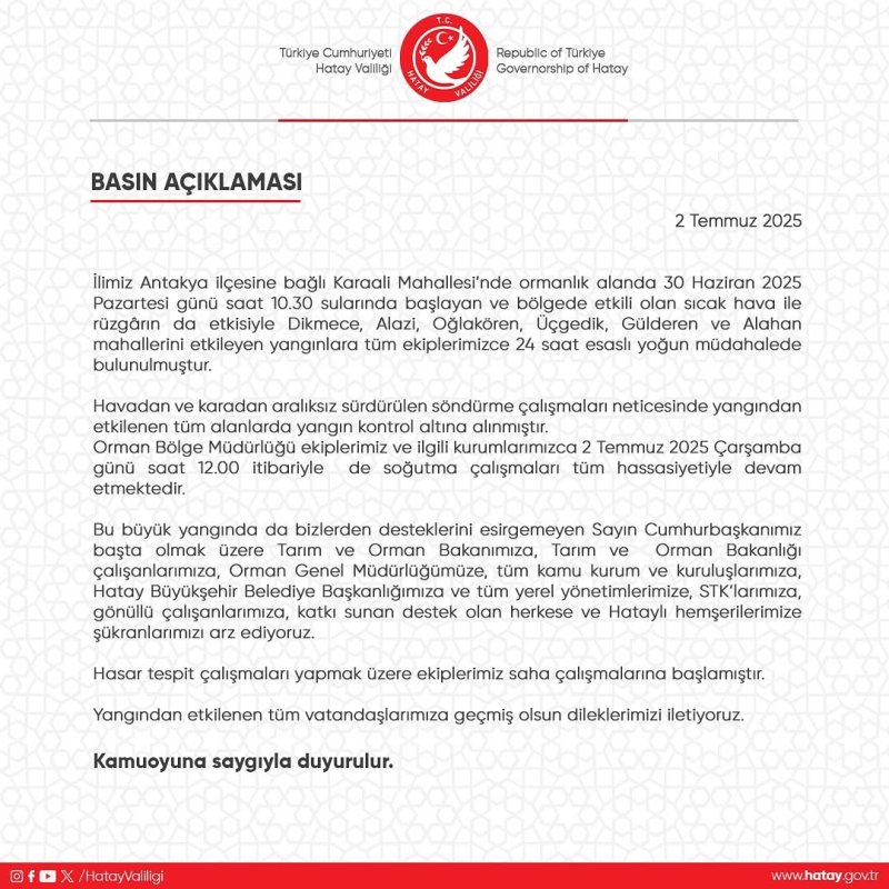 YANGIN TÜM ALANLARDA KONTROL ALTINA ALINDI