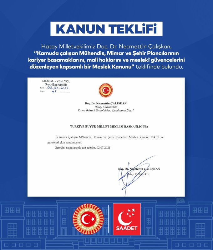 Saadet Partisi Hatay Milletvekili Doç. Dr. Necmettin Çalışkan, kamu