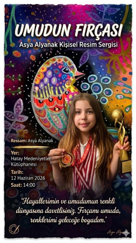 MİNİK RESSAM ASYA ALYANAK’IN ESERLERİ SANATSEVERLERLE BULUŞUYOR