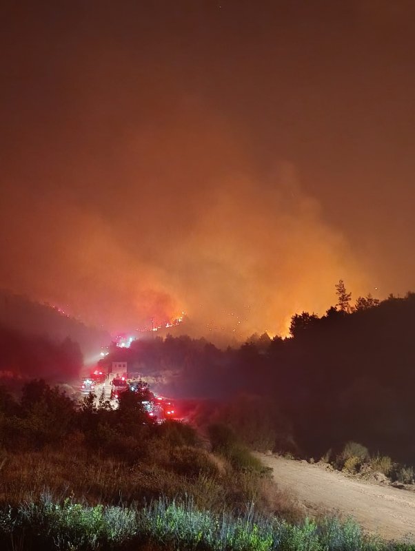 Suriye sınırında alevlerle mücadele gece karanlığında devam ediyor