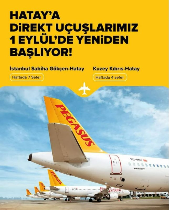 SUNEXPRESS VE PEGASUS HATAY UÇUŞLARINA YENİDEN BAŞLIYOR