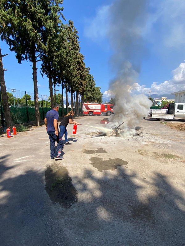 HBB İTFAİYESİNDEN YANGINA MÜDAHALE EĞİTİMİ