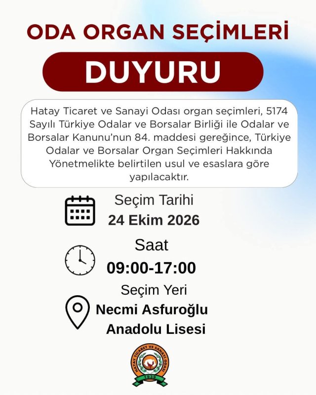 HTSO’DA SEÇİM TARİHİ BELLİ OLDU