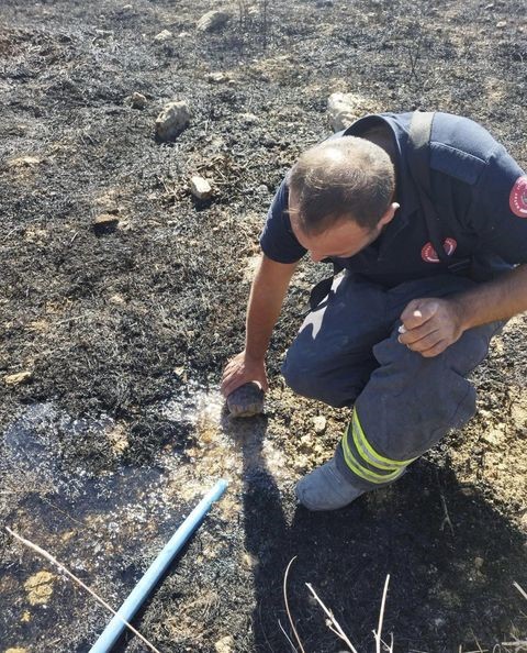 İtfaiyeciden yangının içinde kalan kaplumbağaya can suyu
