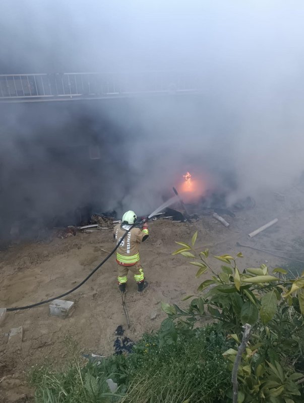 Altınözü’nde odunluk yangını