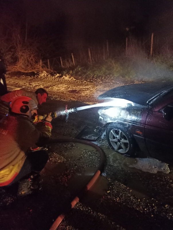 Yayladağı’nda otomobil yangını