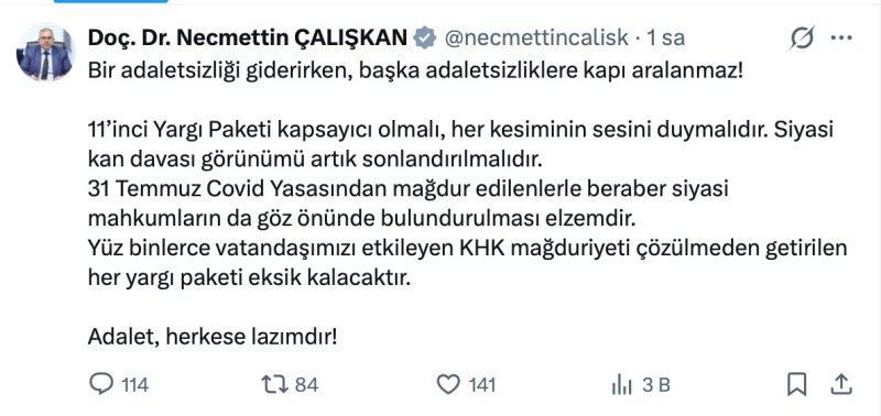 Saadet Partisi Hatay Milletvekili Doç. Dr. Necmettin Çalışkan, 