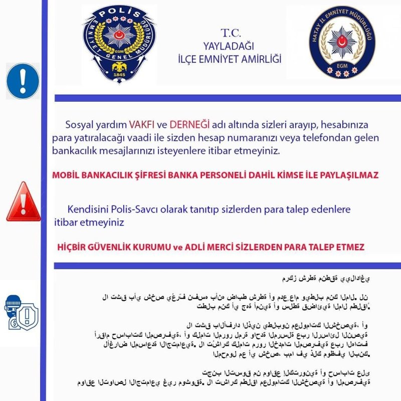 Yayladağı’nda emniyetten vatandaşlara dolandırıcılık uyarısı