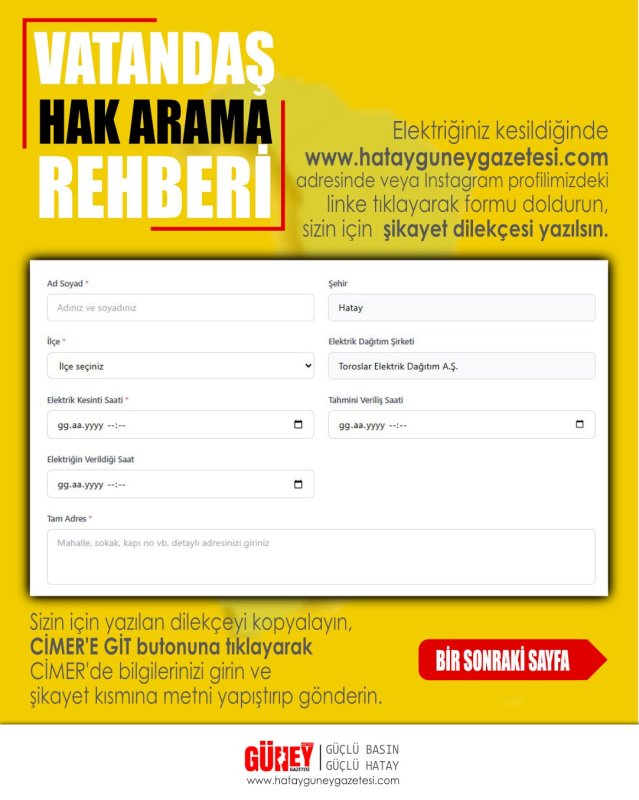 ELEKTRİK ŞİKAYETİ CİMER’E TAŞINDI