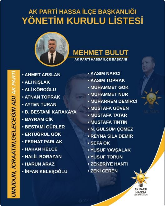 AK PARTİ HASSA’DA YENİ YÖNETİM BELİRLENDİ