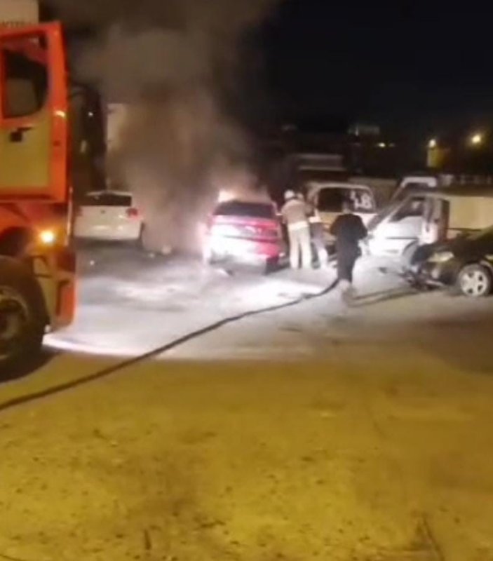 Park halindeki otomobil alevlere teslim oldu