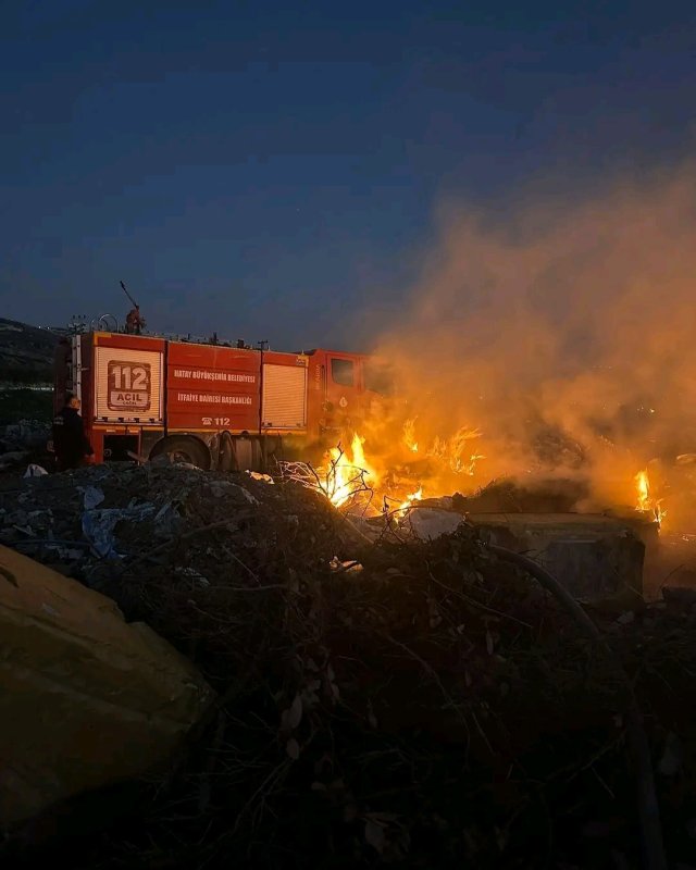 Samandağ'da kamışlık ve boş arazide çıkan yangın söndürüldü