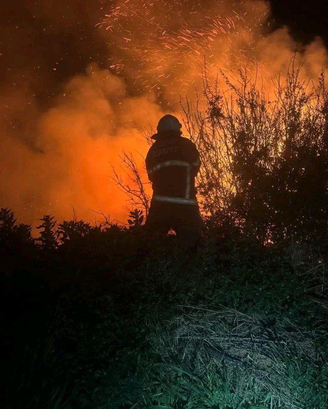 Arsuz'da kamışlık alanda çıkan yangın söndürüldü (Fotoğraflı) Esma Kural HATAY (İHA) - Hatay'ın Arsuz ilçesinde kamışlık alanda çıkan yangın itfaiye ekiplerinin müdahalesiyle tarafından söndürüldü. Akçalı Mahallesi'nde kamışlık alanda yangın çıktı. Yangını gören vatandaşlar durumu 112 Acil Çağrı Merkezi'ne bildirdi. İhbar üzerine olay yerine itfaiye ekipleri sevk edildi. Kısa sürede bölgeye gelen itfaiye ekiplerinin müdahalesiyle yangın söndürüldü.