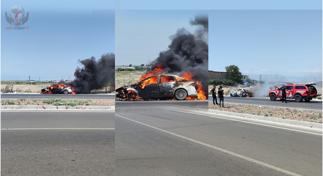 Antakya’da yanan araç kullanılmaz hale geldi