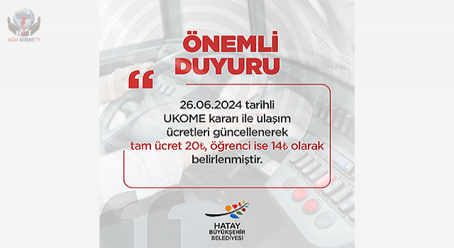 HBB'DEN ULAŞIM ÜCRETLERİNE GÜNCELLEME