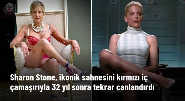 İkonik sahnesini kırmızı dantel iç çamaşırı içinde tekrar canlandırdı