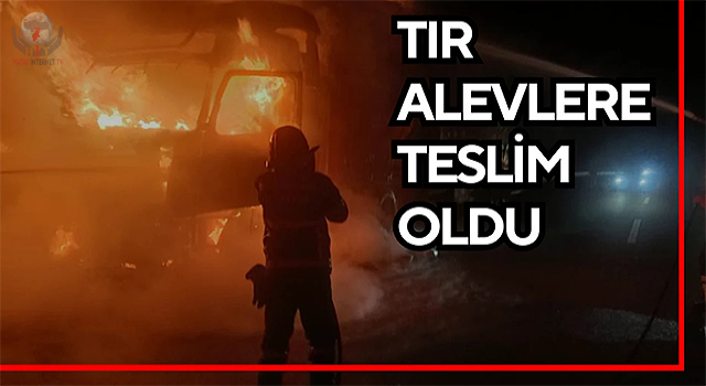 Seyir halindeki tır alevlere teslim oldu