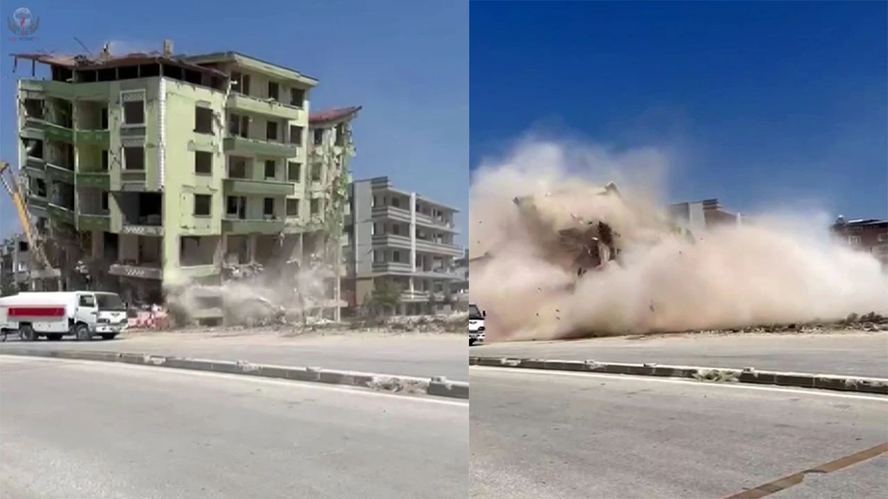 7 katlı binanın yıkılma anı saniye saniye kameraya yansıdı