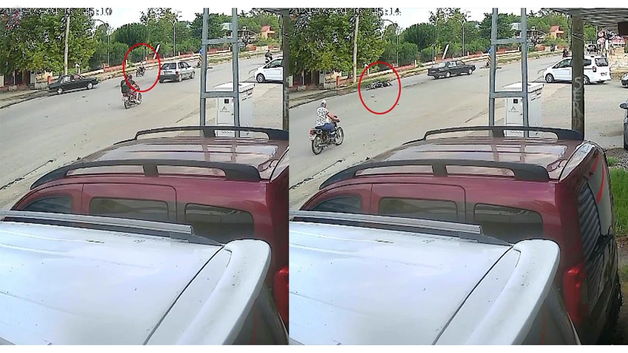 Aniden yola çıkan araç motosiklet sürücüsünün yaralanmasına neden oldu