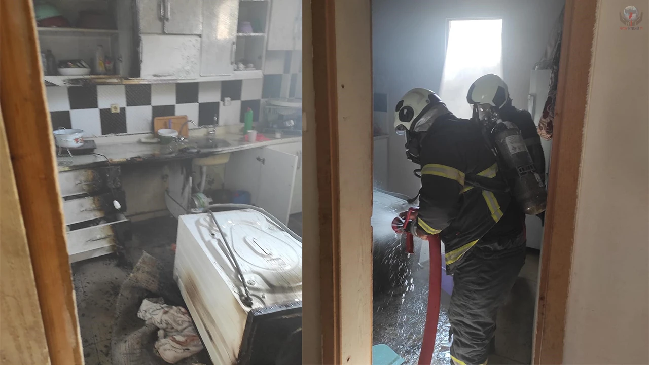 Reyhanlıda evin mutfağında yangın çıktı