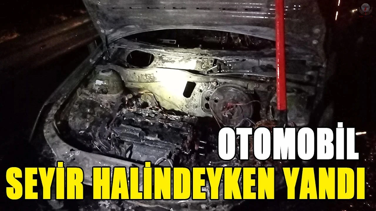 Seyir halindeki aracın motor kısmında yangın çıktı