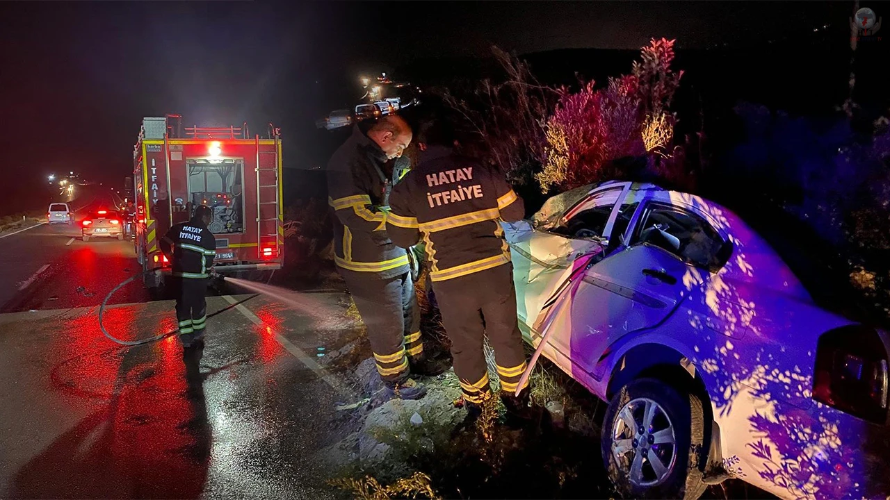 Zeytin bahçesine devrilen aracın sürücüsü yaralandı