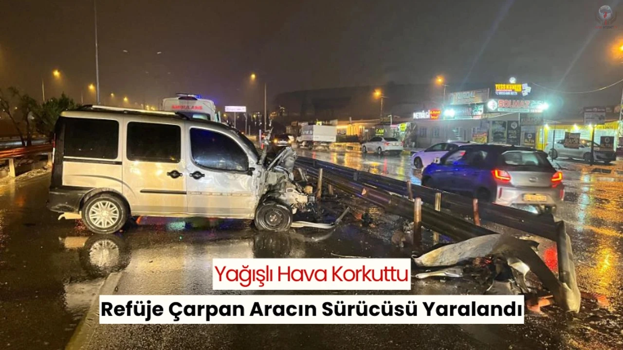 Antakyada refüje çarpan aracın sürücüsü yaralandı