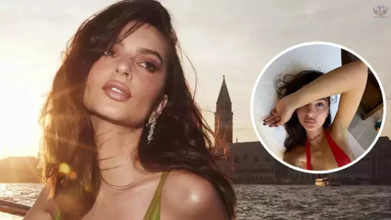 Kırmızı bikinisiyle sere serpe poz