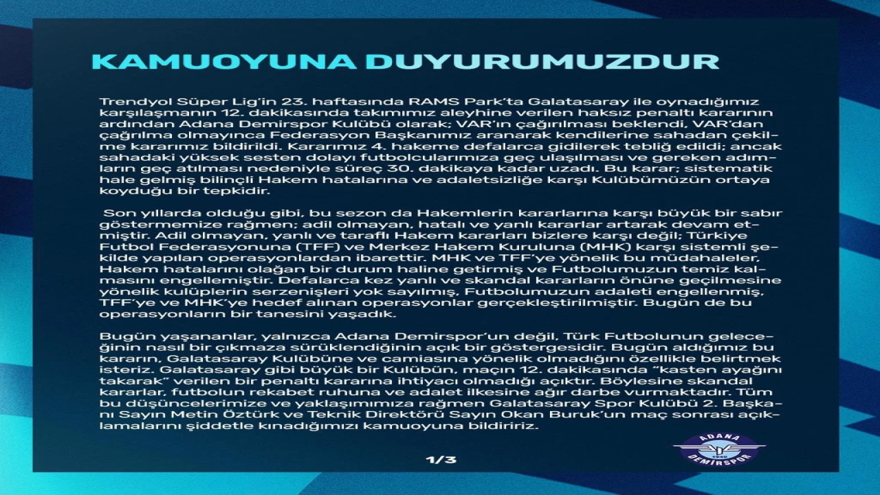 Adana Demirspor: 4. hakeme kararımızı defalarca bildirdik