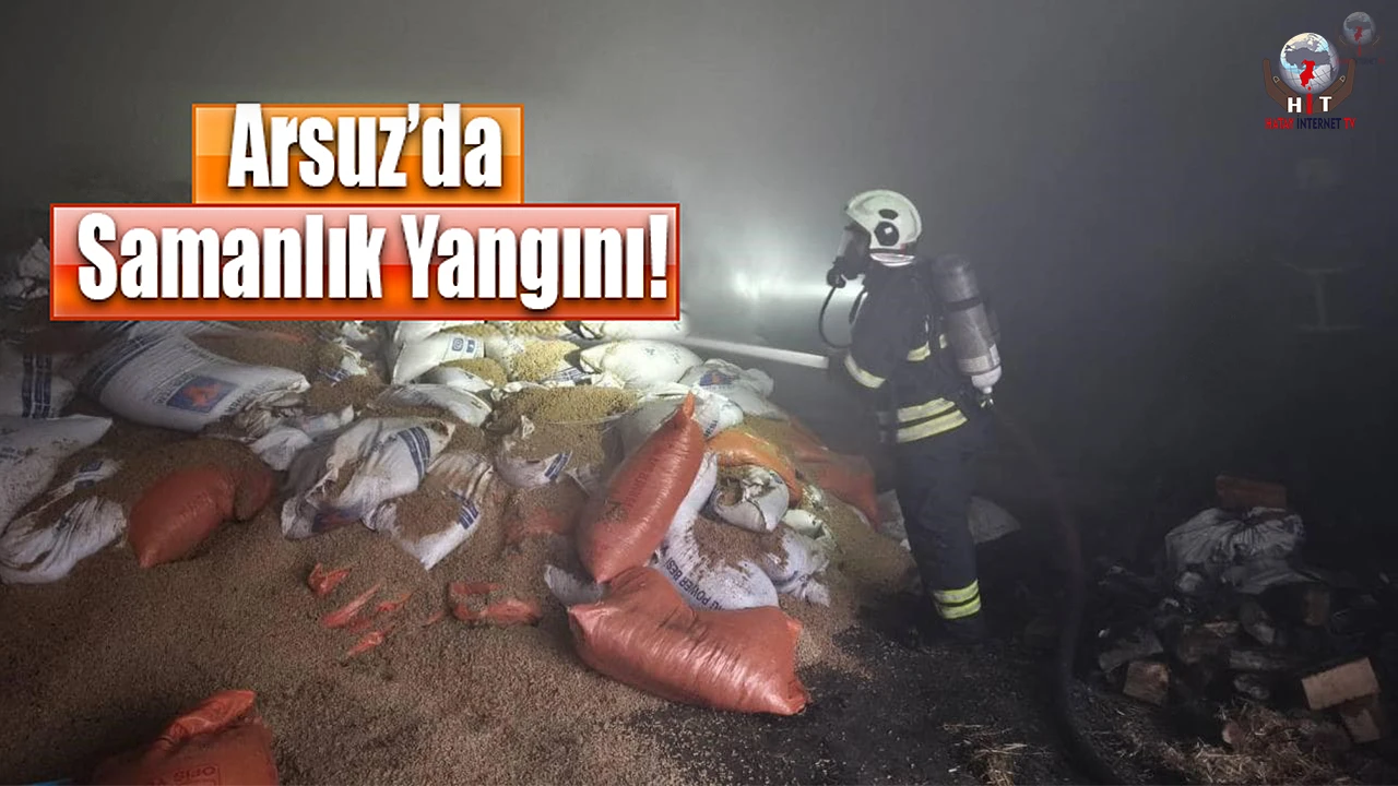 Arsuzda samanlık yangını