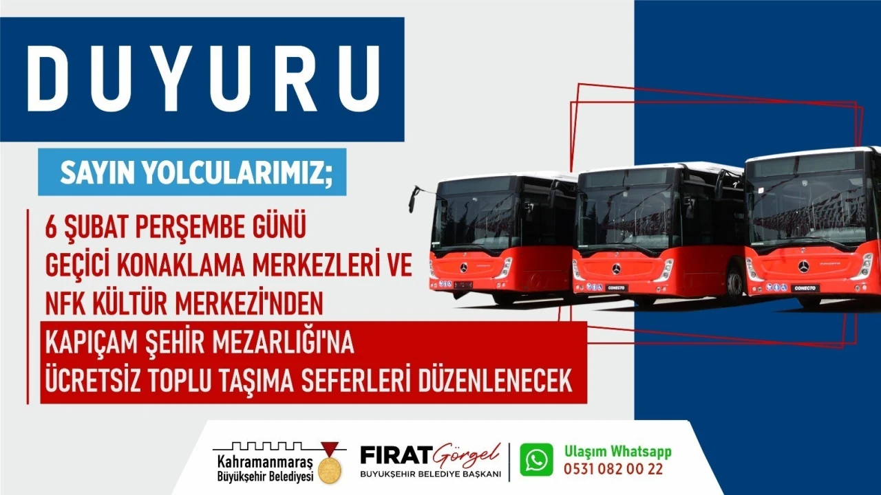 Asrın felaketinin yıl dönümünde kapıçama ücretsiz seferler düzenlenecek