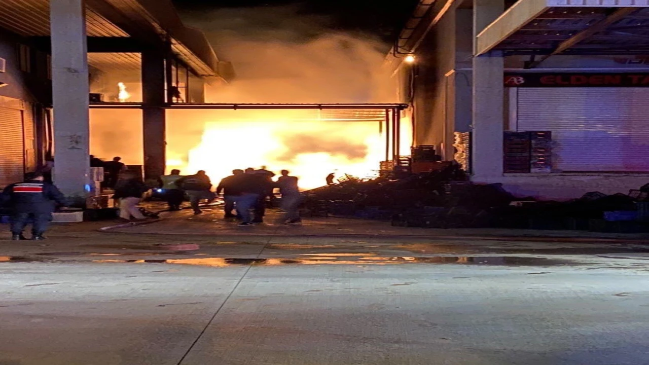 Finike Toptancı Halinde korkutan yangın