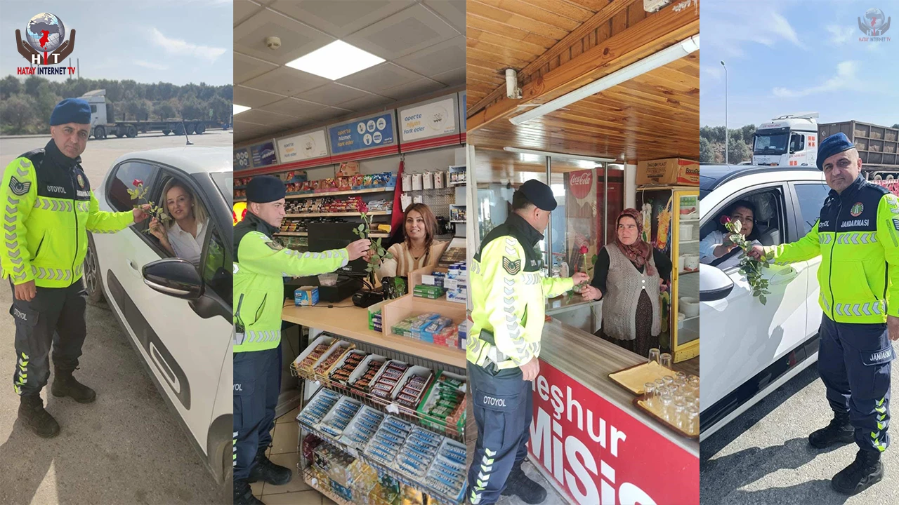 8 Mart Dünya Kadınlar Gününde kolluk görevlilerden kadınlara jest