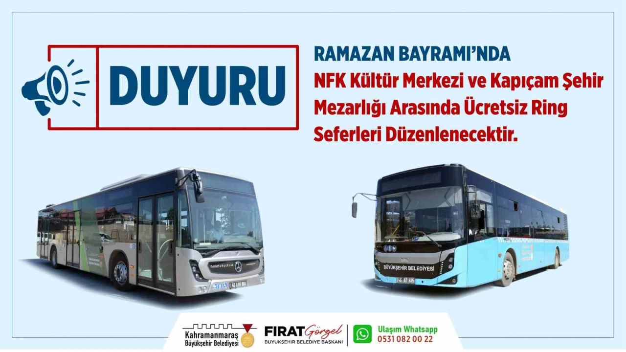 Kahramanmaraşta bayramda kabir ziyareti için ücretsiz toplu taşıma hizmeti