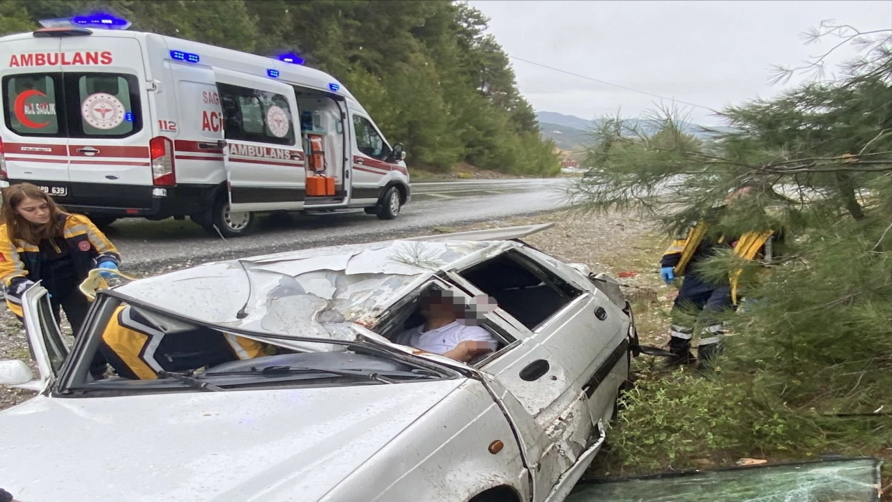 Antalyada otomobil takla attı; 1 yaralı