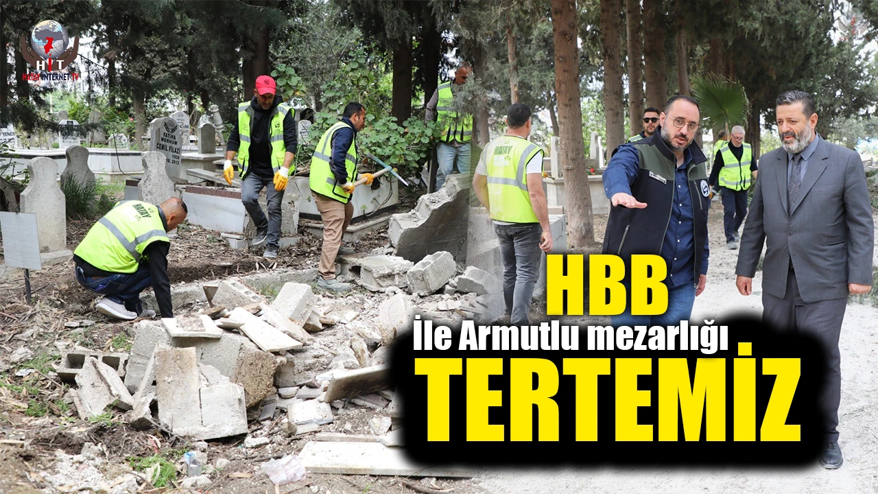 Armutlu mezarlığında bakım ve temizlik çalışması gerçekleştirildi