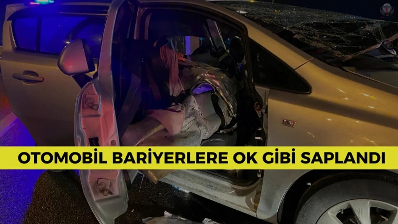 Bariyerlere saplanan otomobilin sürücüsü yaralandı