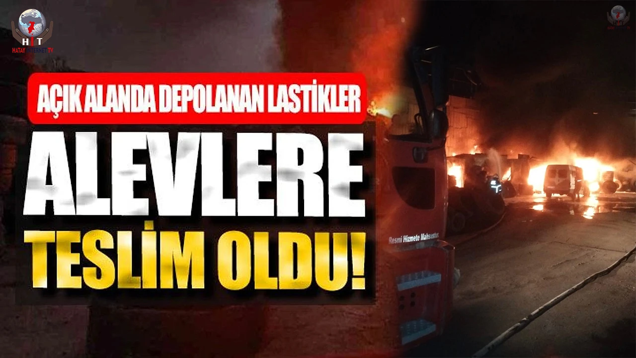 İskenderunda lastikçi alevlere teslim oldu