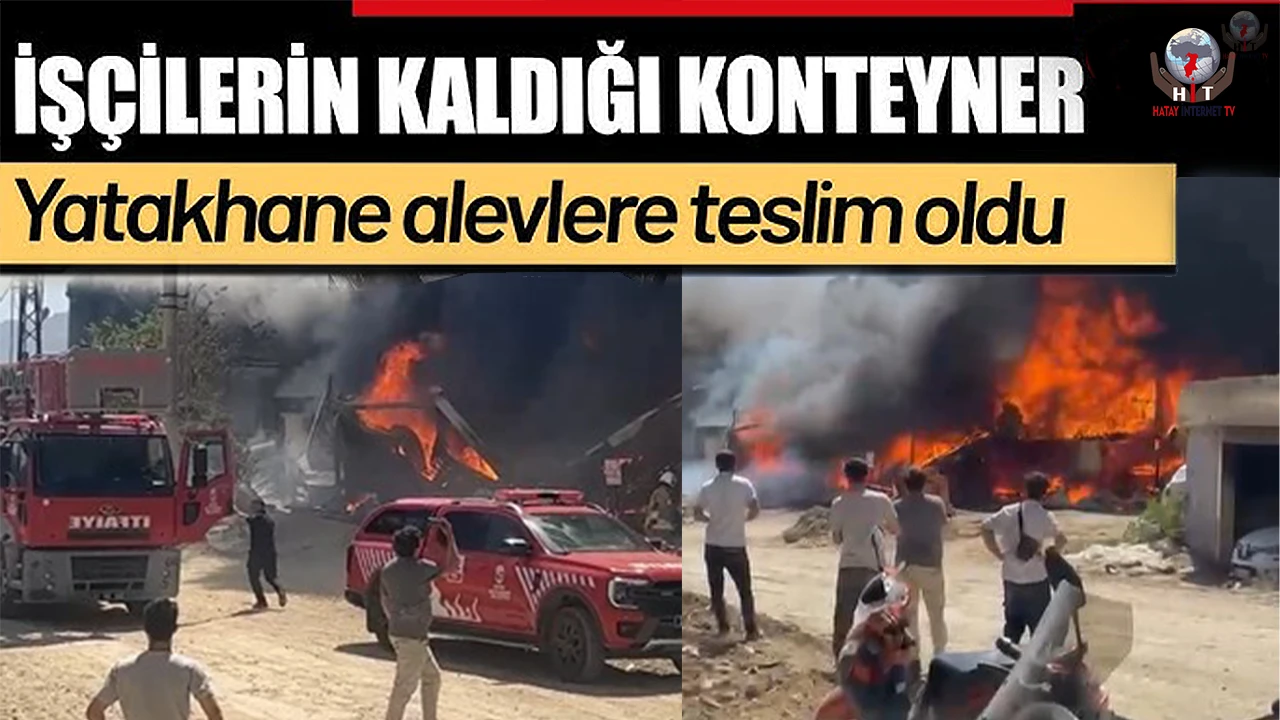 Korku dolu anlar, işçilerin kaldığı konteyner yatakhane alevlere teslim oldu